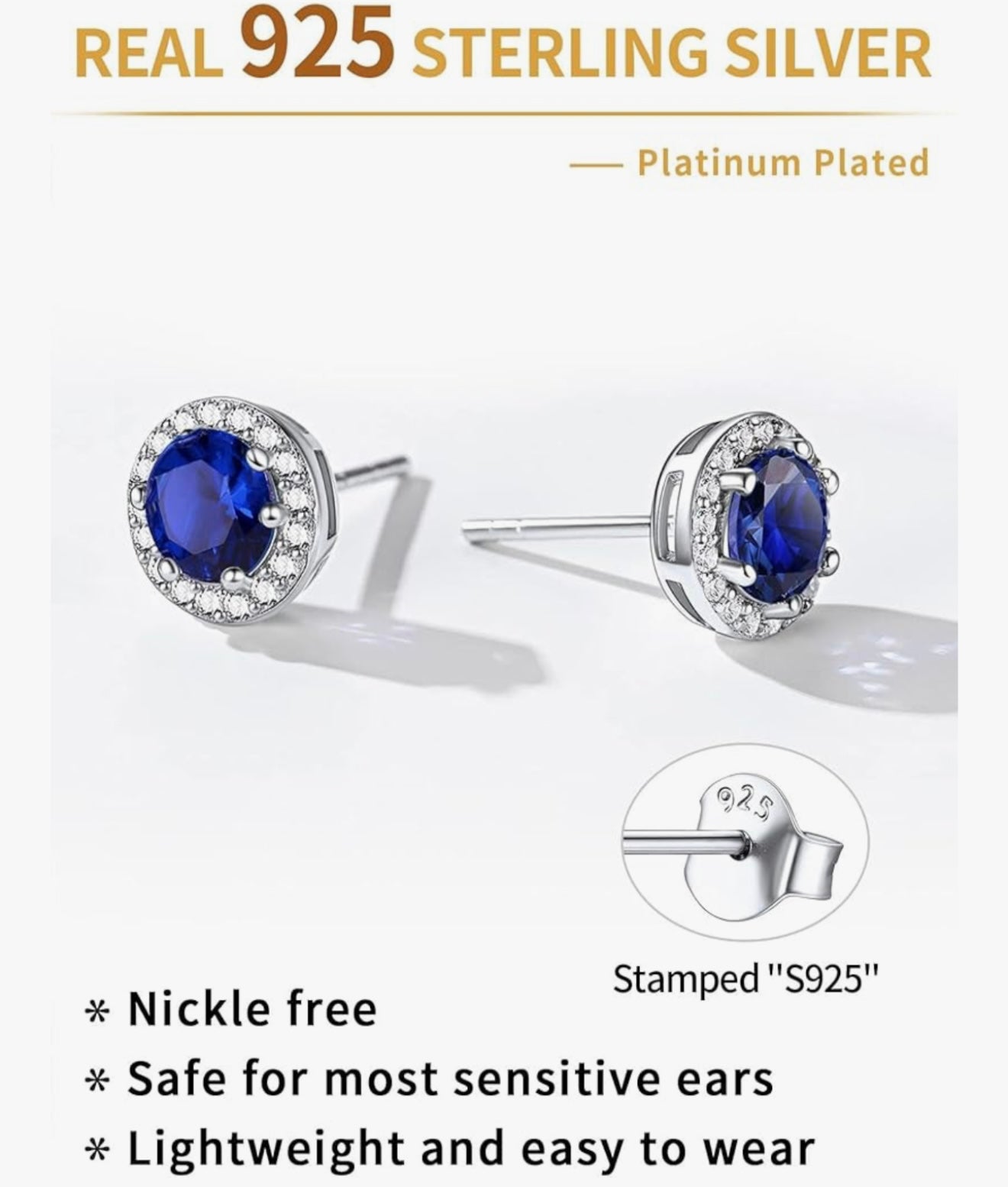 925 Sterling Silver Halo Stud Earrings for Women Birthday Jewelry (with Gift Box)