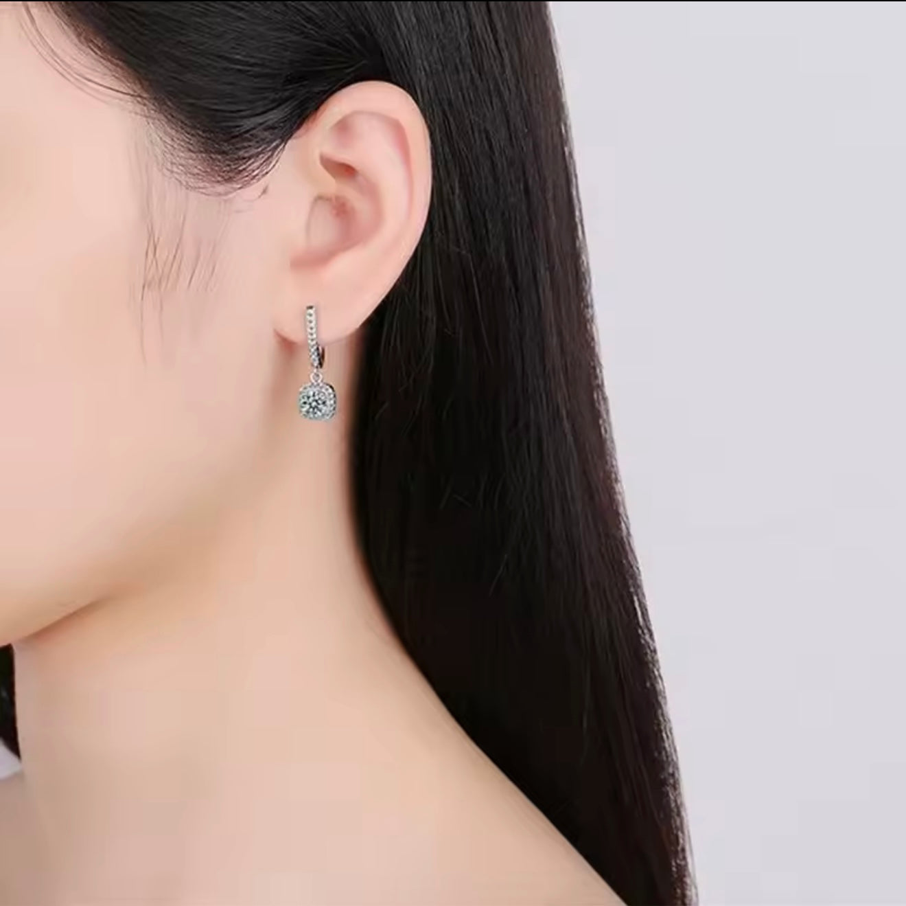2CT Dangle Moissanite Huggie Hoop Earrings for Women - D Color VVS1 Sterling Silver 925