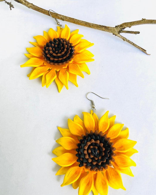 Elegant Sunflower Drop Dangle Earrings