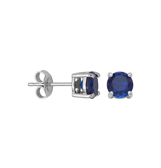 Ceylon Sapphire Stud Earrings 925 Silver Plated
