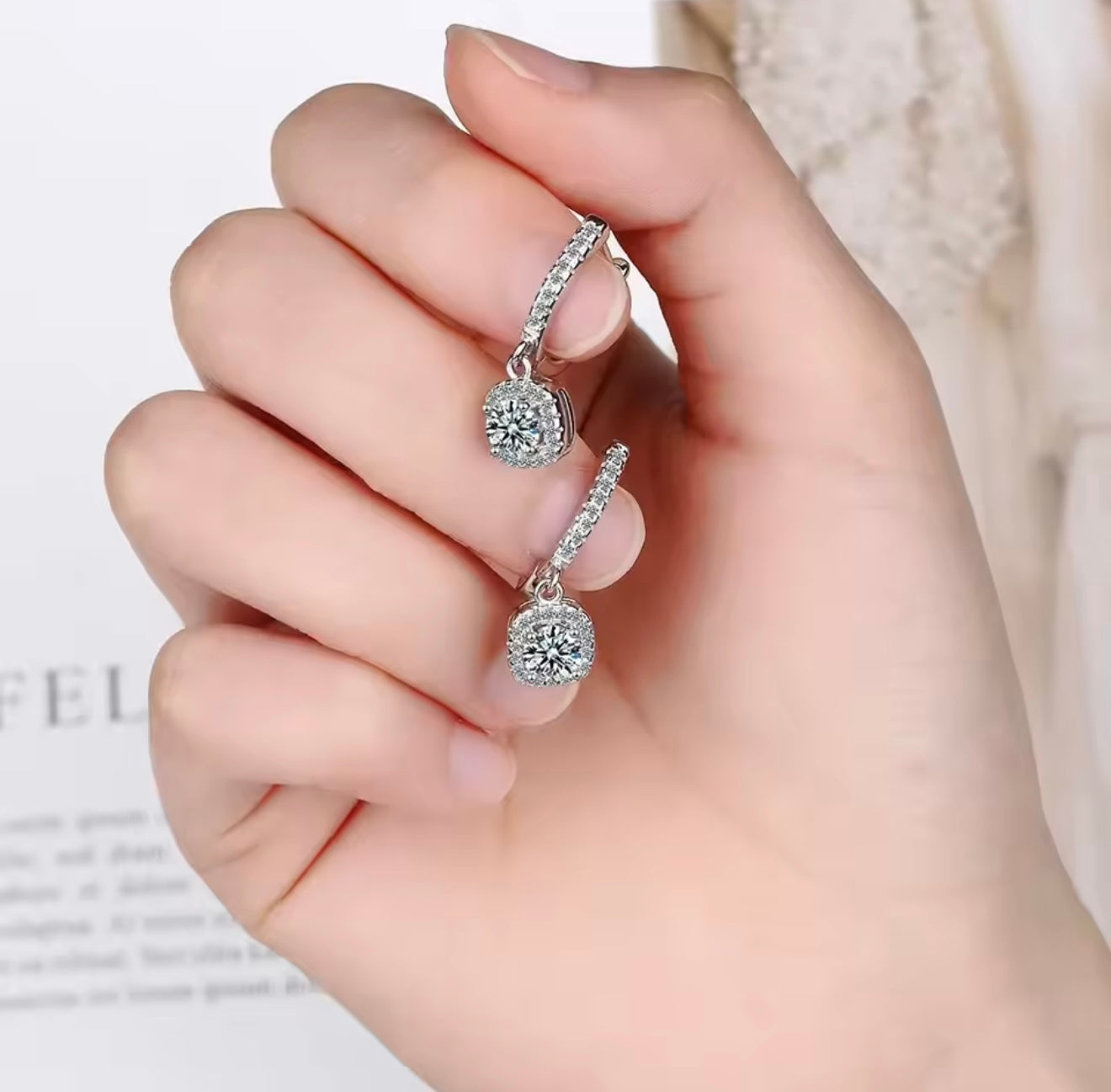 2CT Dangle Moissanite Huggie Hoop Earrings for Women - D Color VVS1 Sterling Silver 925