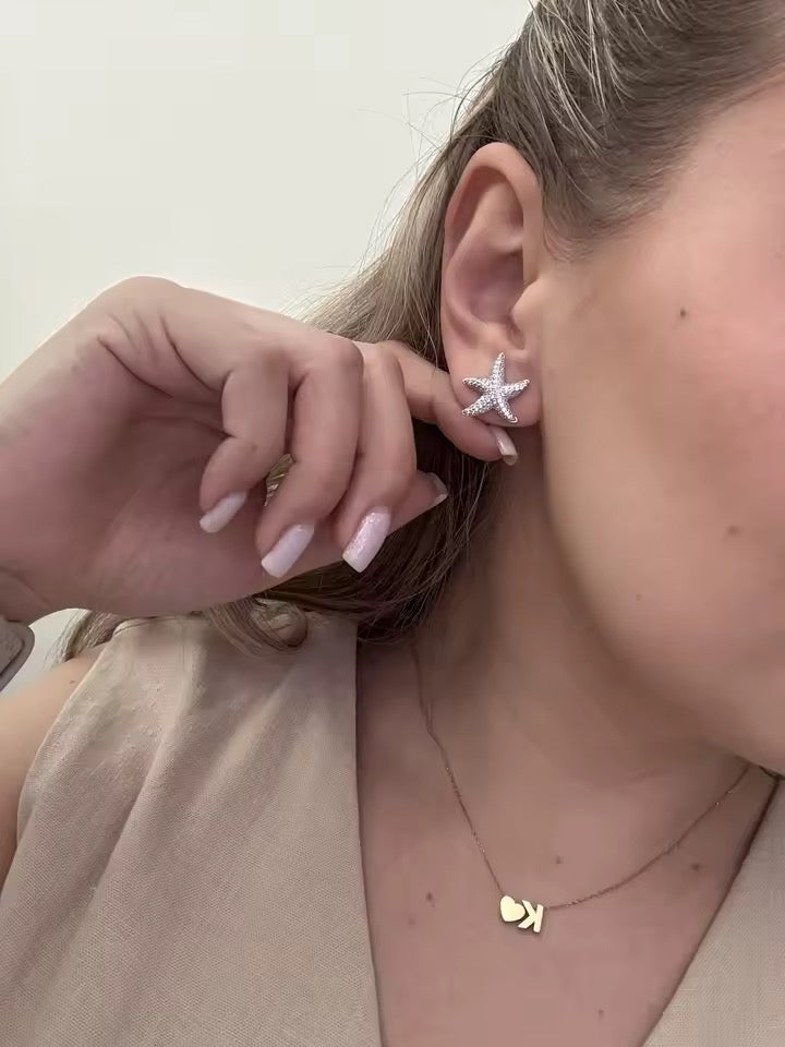 Dazzling Sterling Silver Star Stud Trendy Earrings