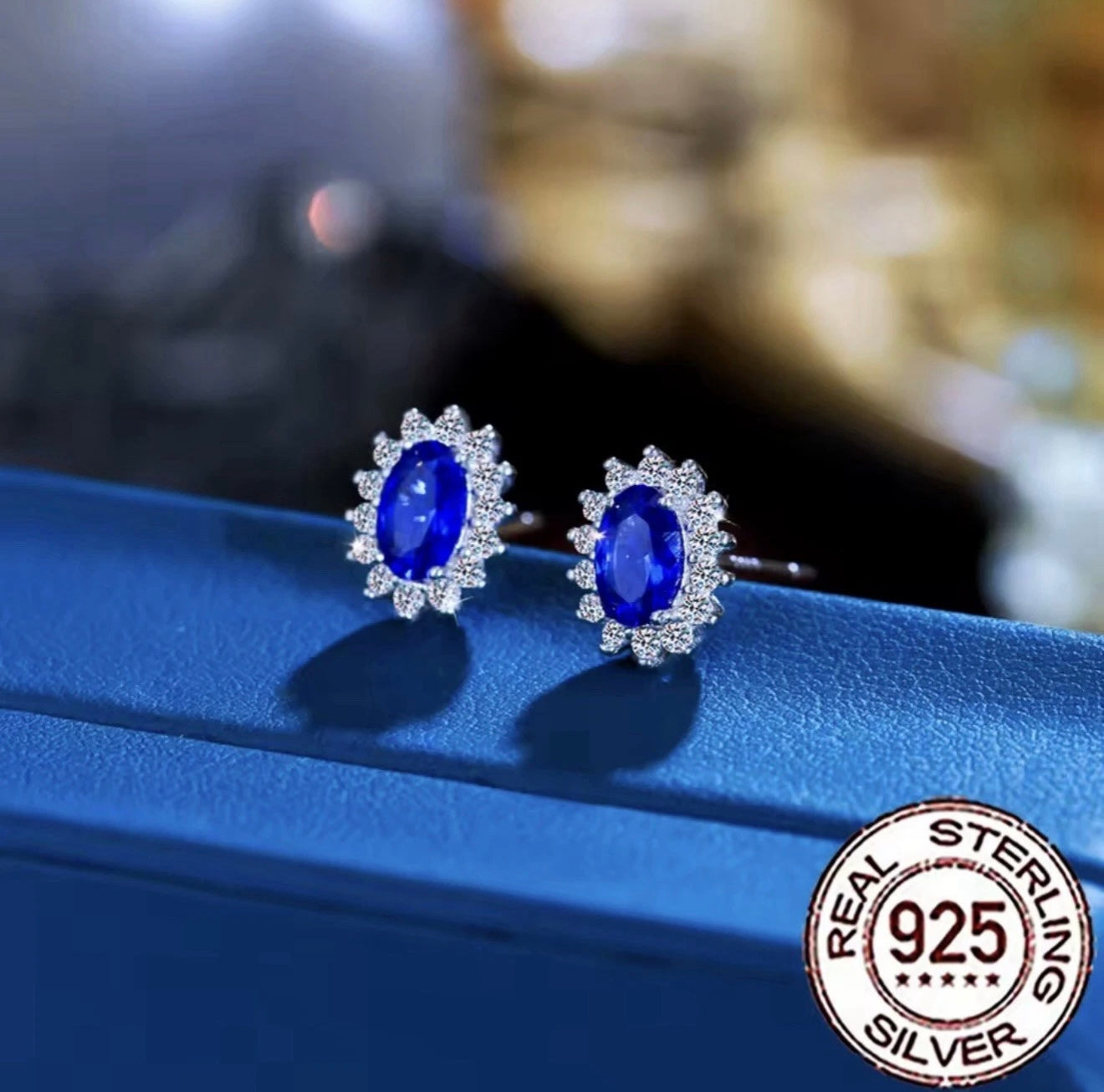 Natural Ceylon Blue sapphire Sterling Silver 925 Women Stud Earrings 6mm Gifts
