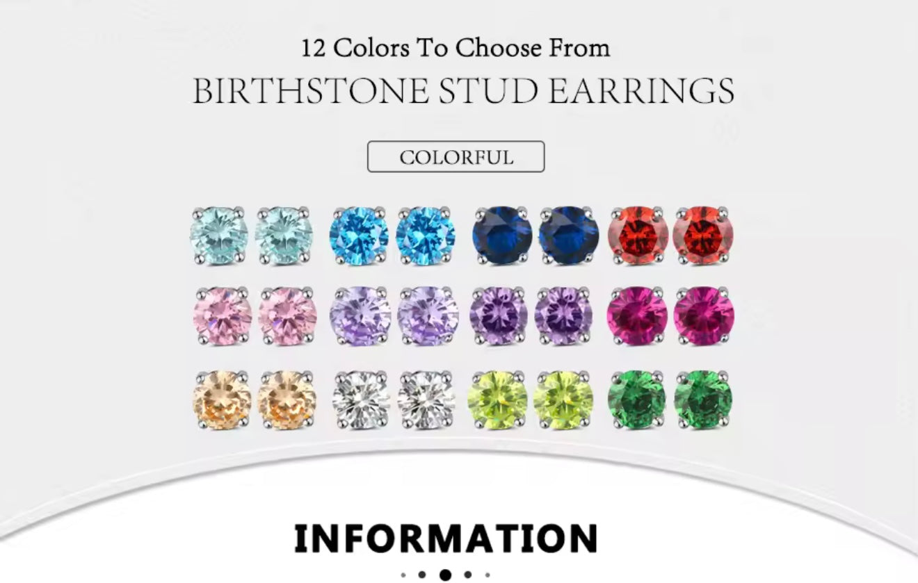 Ceylon Sapphire Stud Earrings 925 Silver Plated