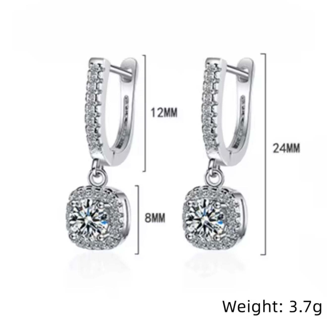 2CT Dangle Moissanite Huggie Hoop Earrings for Women - D Color VVS1 Sterling Silver 925