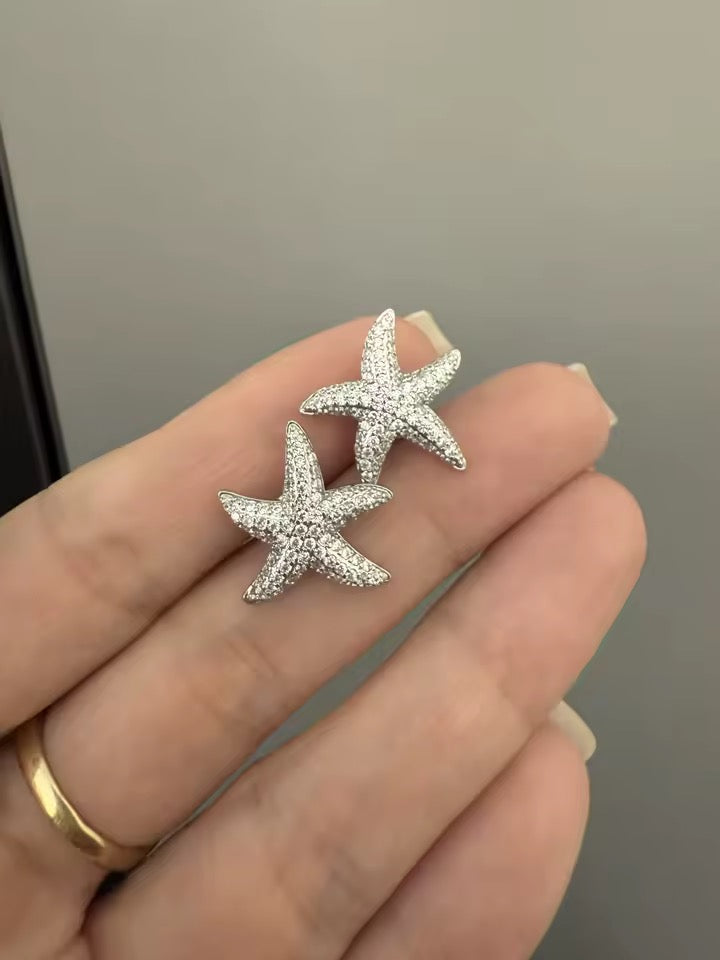 Dazzling Sterling Silver Star Stud Trendy Earrings