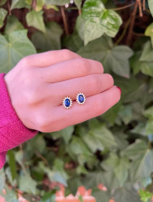 Natural Ceylon Blue sapphire Sterling Silver 925 Women Stud Earrings 6mm Gifts