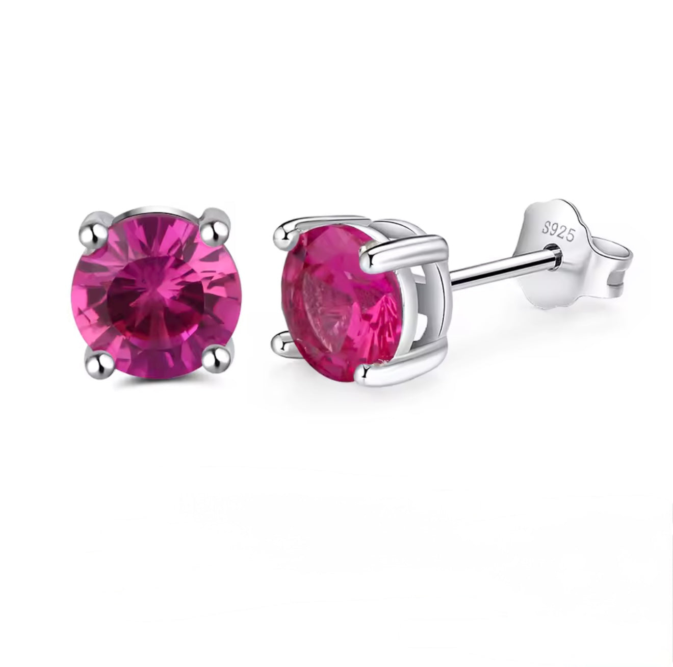 Ceylon Sapphire Stud Earrings 925 Silver Plated