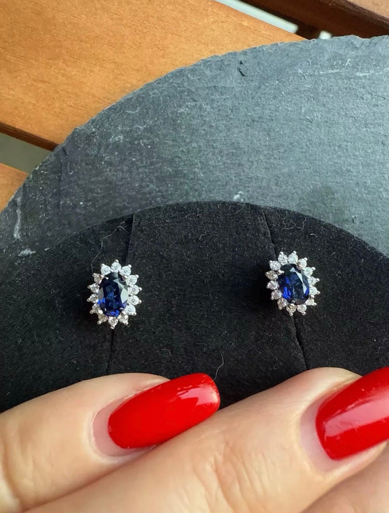 Natural Ceylon Blue sapphire Sterling Silver 925 Women Stud Earrings 6mm Gifts