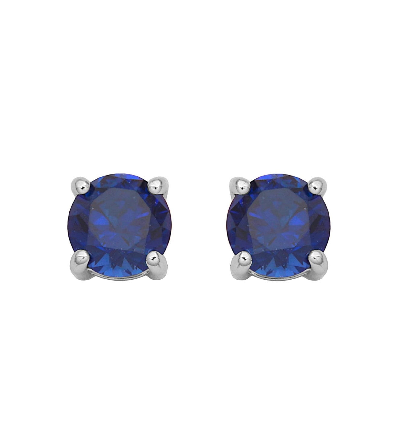 Ceylon Sapphire Stud Earrings 925 Silver Plated