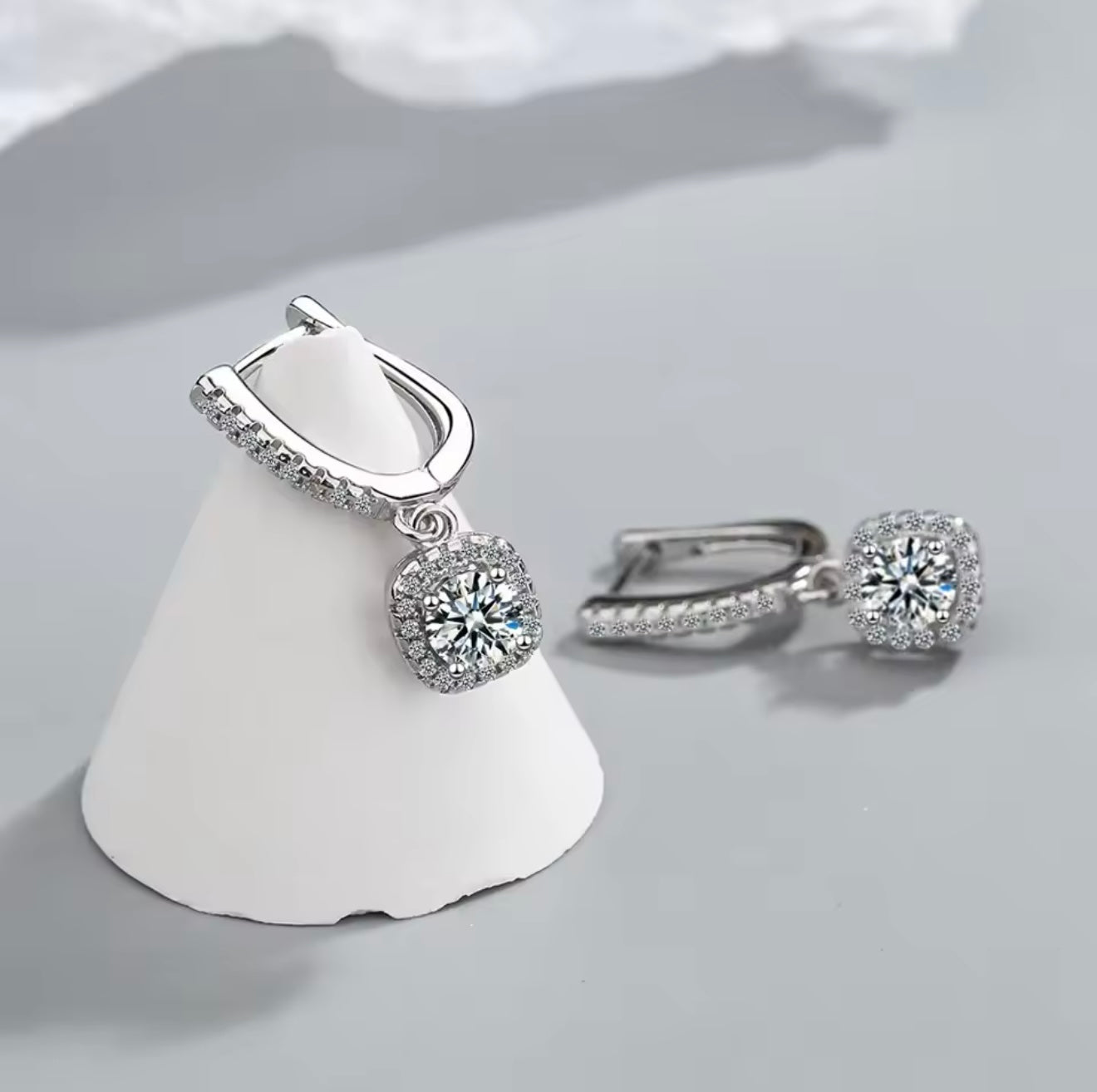 2CT Dangle Moissanite Huggie Hoop Earrings for Women - D Color VVS1 Sterling Silver 925
