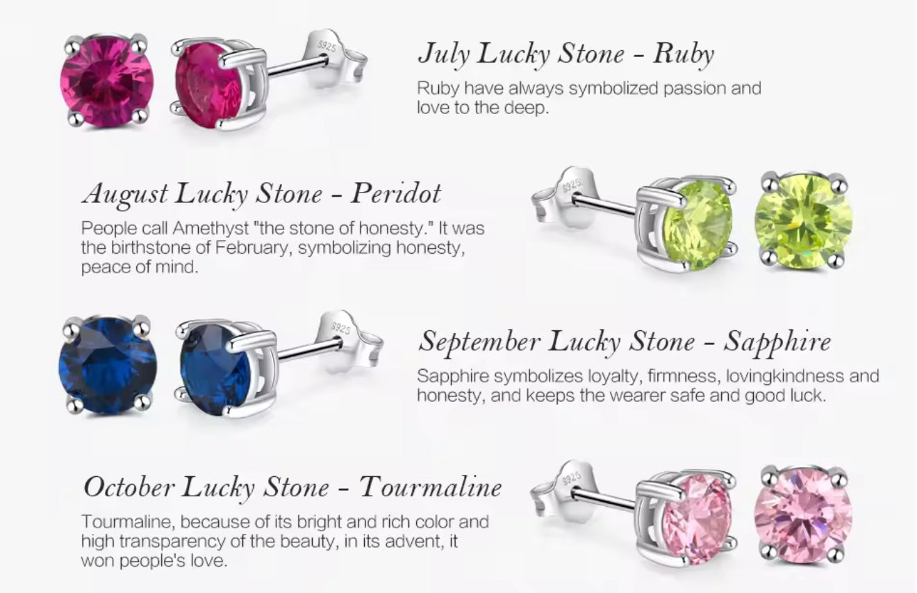 Ceylon Sapphire Stud Earrings 925 Silver Plated