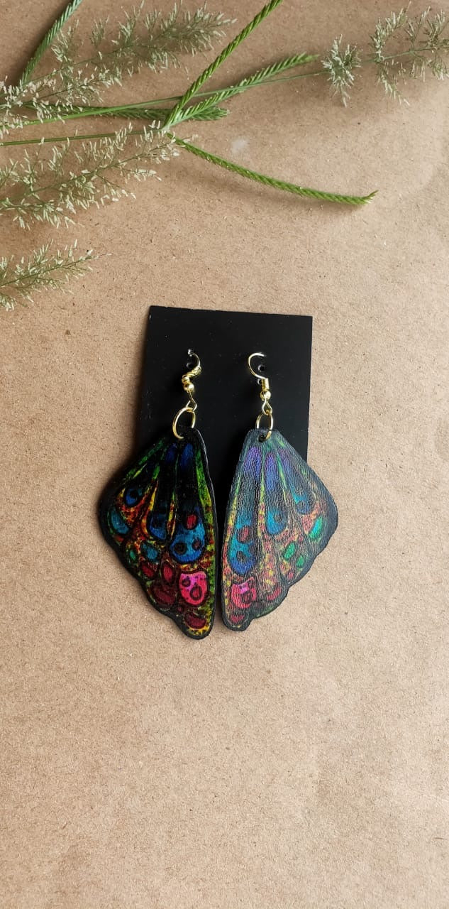 Leather Drop Dangle Earrings Multicolored 100% Handmade